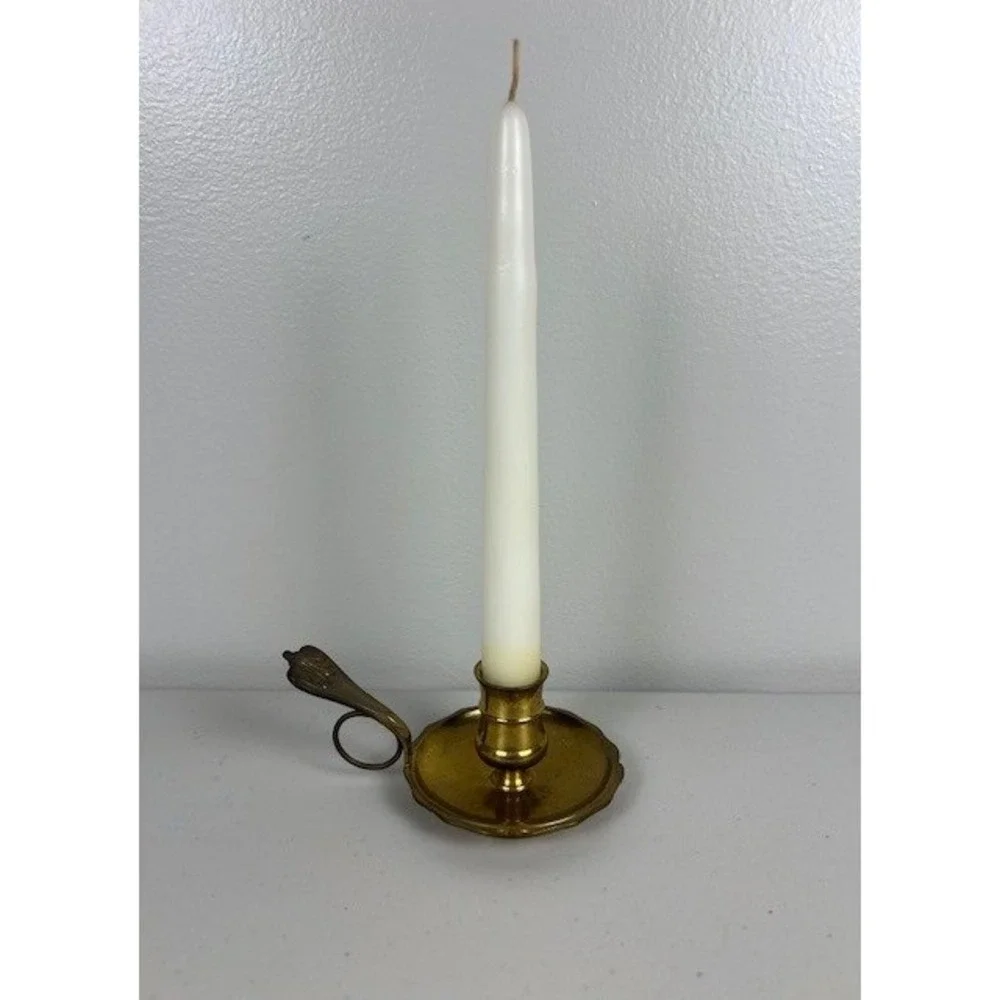 Gallery Originals Shelburne Museum Brass Chamberstick Finger Loop Candle Holder